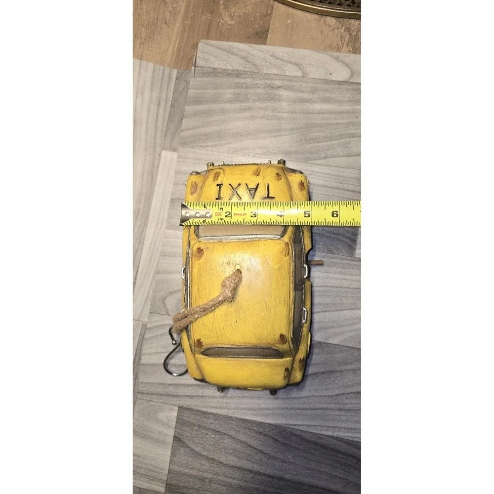 Urban Yellow Car Taxi Cab Polyresin Decorative Hanging Birdhouse Garden Decor